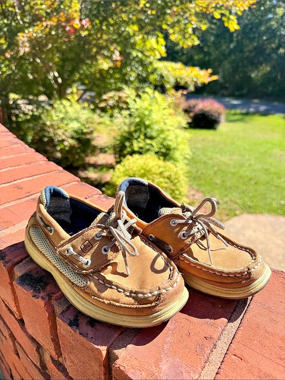 Sperry Lanyard A/C Boys US 12M Brown Leather Moccasins